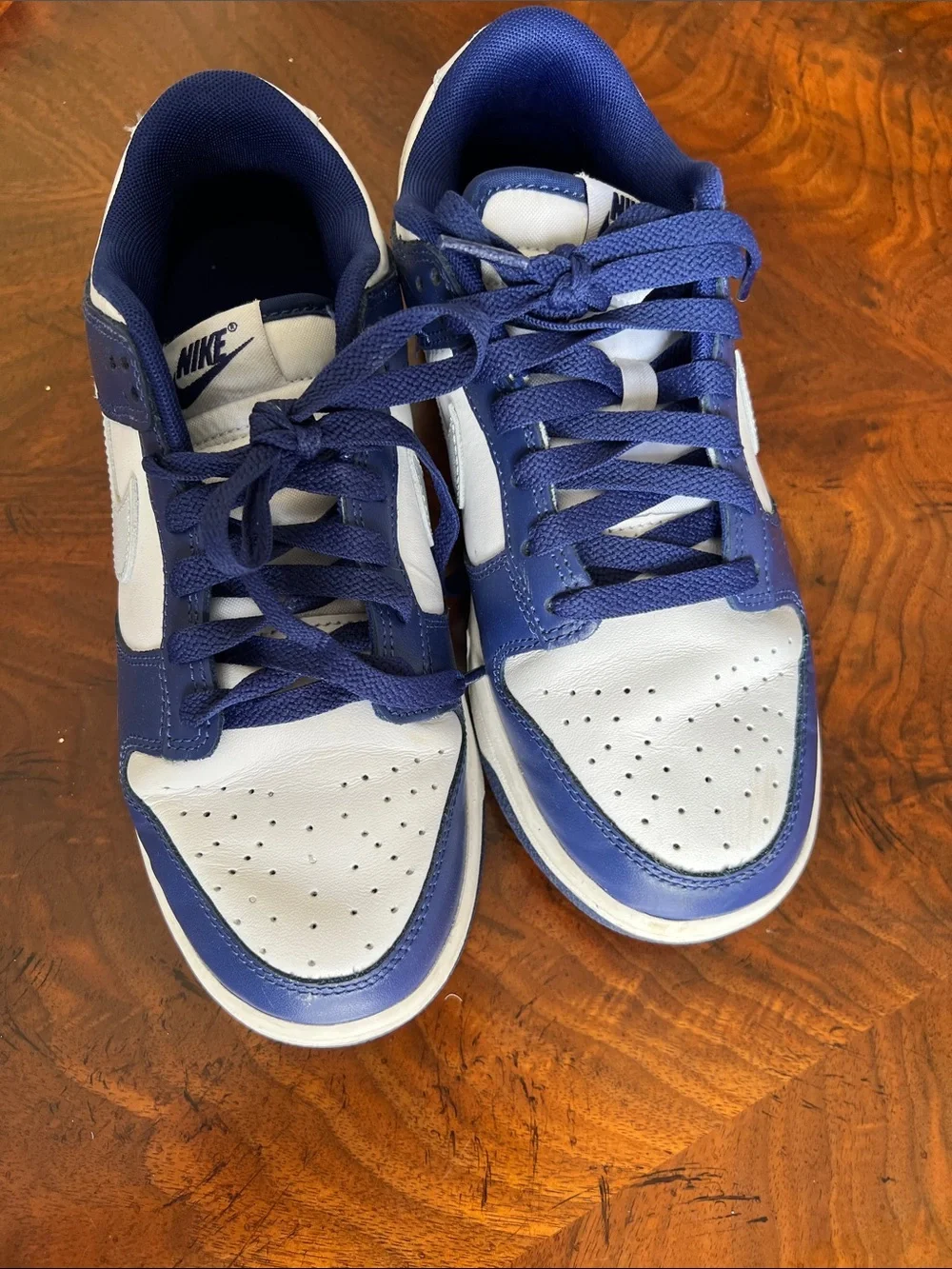 Nike White and Royal Blue Low-Top Sneakers